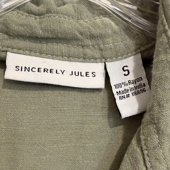 Sincerely Jules Olive Green Jumpsuit women’s S - Picture 4 of 10